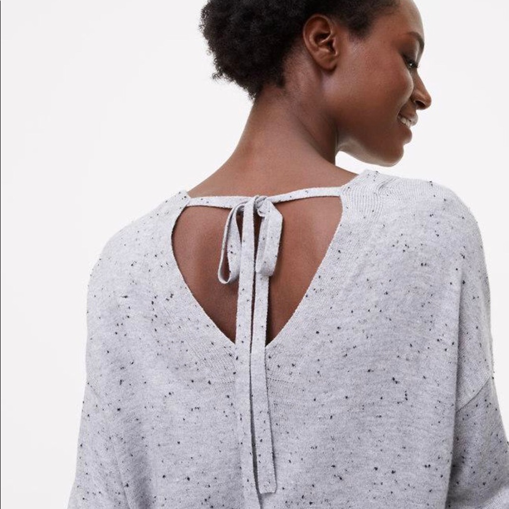 LOFT speckled tie back V neck Sweater